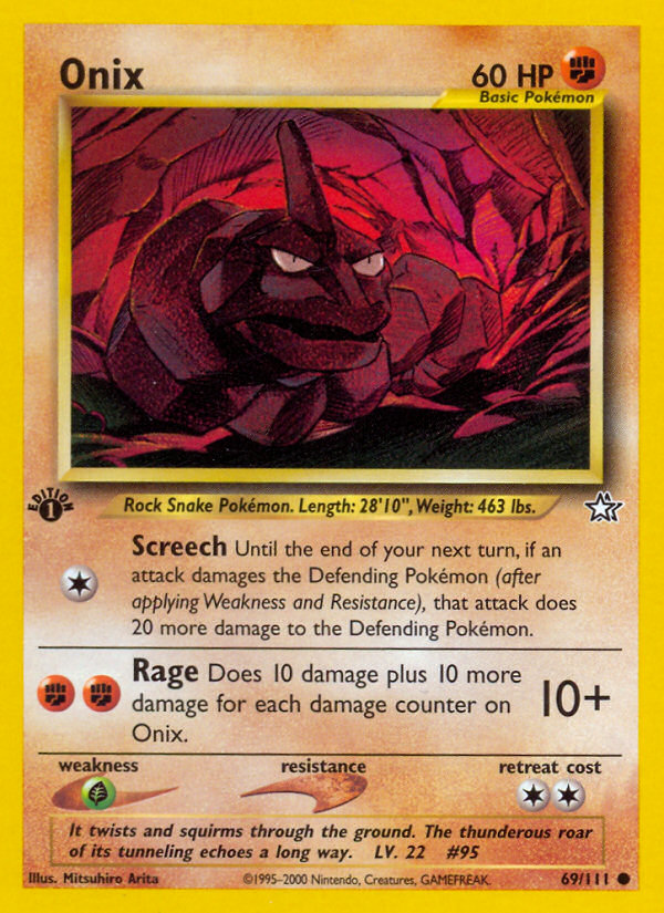 onix pokemon card 1995 | Other | Brocks 6932 199 Pokmon Fighting Fighting Rock Throw (10) Fighting Onix (69/111) [Neo Genesis 1st