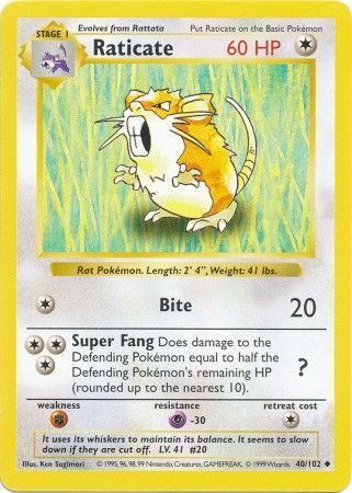 Raticate (40/102) [Base Set (Shadowless)]