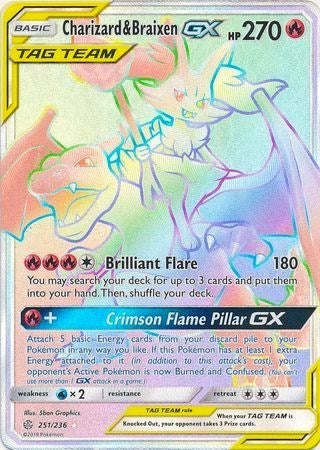 Charizard &amp; Braixen GX (Secret) [SM - Cosmic Eclipse]