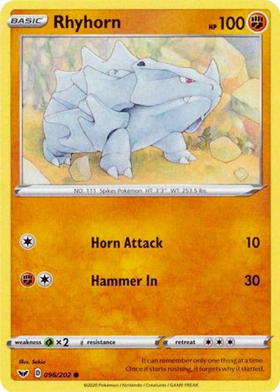 Rhyhorn (096) [SWSH01: Sword &amp; Shield Base Set]