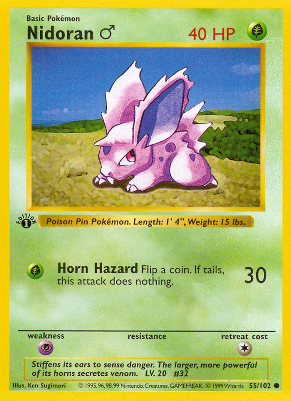 Nidoran (55/102) (Male) [Base Set 1st Edition]